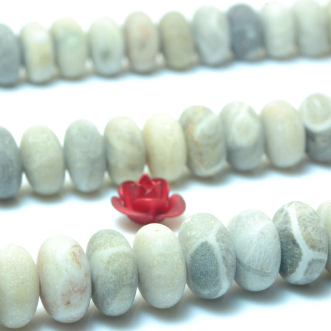 YesBeads natural Coral fossil matte rondelle beads wholesale gemstone jewelry making 15'' full strand