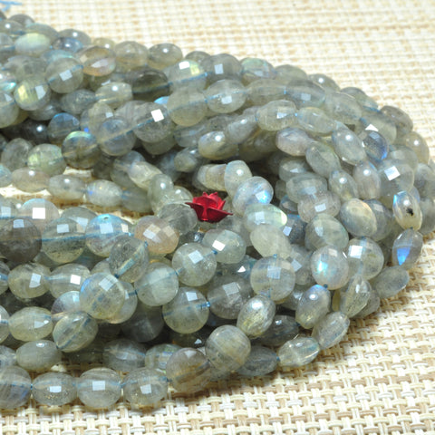 YesBeads Natural Labradorite micro faceted coin loose beads wholesale gemstone jewelry making 15"full strand