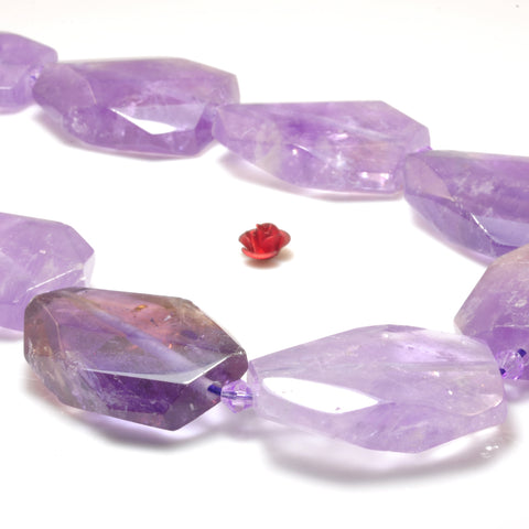 YesBeads natural purple Amethyst ametrine faceted twisted rectangle nugget loose beads gemstone 15"