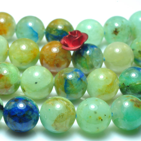 Natural green Chrysocolla A grade gemstone smooth round loose beads 15.5"