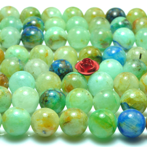 Natural green Chrysocolla A grade gemstone smooth round loose beads 15.5"