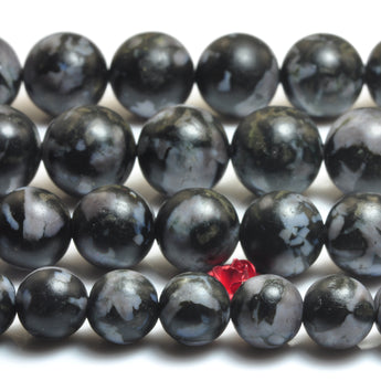 YesBeads Indigo Gabbro black jasper matte round loose beads Mystic Merlinite gemstone 15"