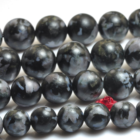YesBeads Indigo Gabbro black jasper matte round loose beads Mystic Merlinite gemstone 15"