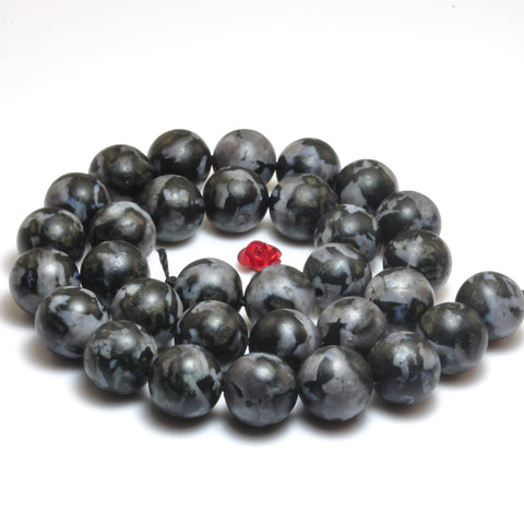 YesBeads Indigo Gabbro black jasper matte round loose beads Mystic Merlinite gemstone 15"
