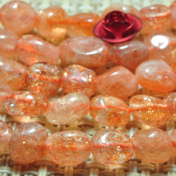 YesBeads natural orange gold Sunstone smooth pebble chip beads gemstone 4x6mm 15"