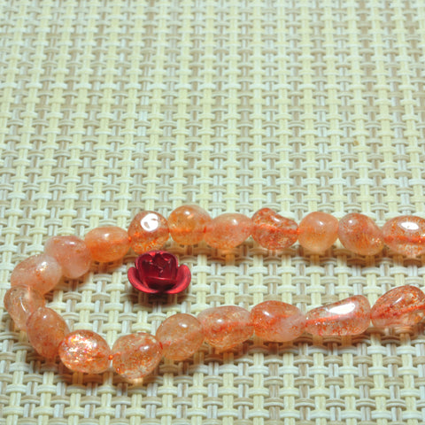 YesBeads natural orange gold Sunstone smooth pebble chip beads gemstone 4x6mm 15"
