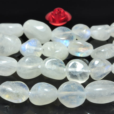 YesBeads natural Rainbow Moonstone A grade smooth pebble chip beads gemstone 4x6mm 15"