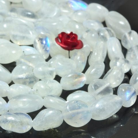 YesBeads natural Rainbow Moonstone A grade smooth pebble chip beads gemstone 4x6mm 15"