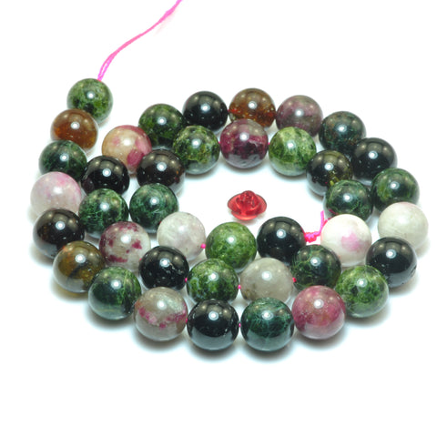 YesBeads natural watermelon Tourmaline mix smooth round loose beads wholesale gemstone jewelry 15"