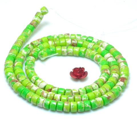 YesBeads natural green Imperial Jasper smooth wheel heishi beads 2x4mm 15"