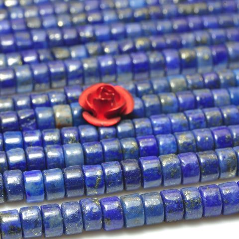 YesBeads Blue Lapis Lazuli gemstone smooth wheel heishi beads 2x4mm 15"