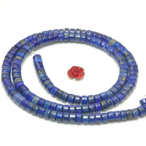 YesBeads Blue Lapis Lazuli gemstone smooth wheel heishi beads 2x4mm 15"