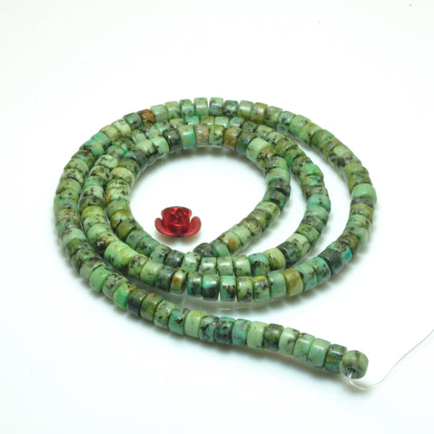 YesBeads Natural African Turquoise smooth heishi wheel beads green gemstone wholesale jewelry 15"