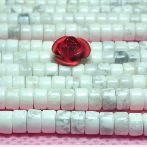 YesBeads natural white Howlite smooth wheel heishi beads gemstone 2x4mm 15"