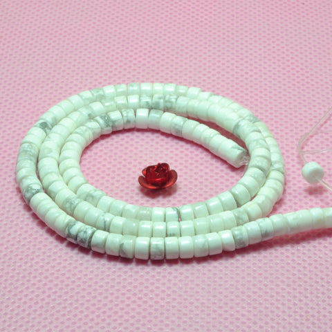 YesBeads natural white Howlite smooth wheel heishi beads gemstone 2x4mm 15"