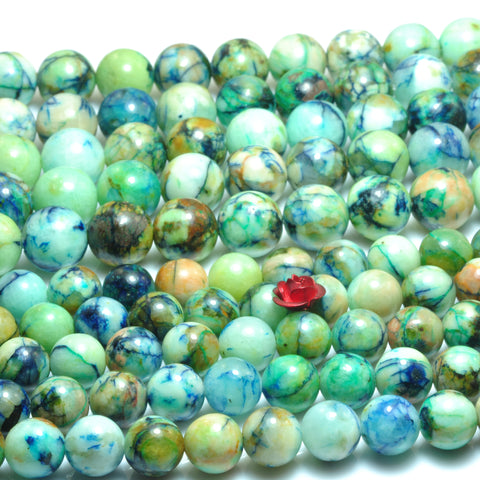 YesBeads Blue Green Stone smooth round beads gemstone 8mm 10mm 15"