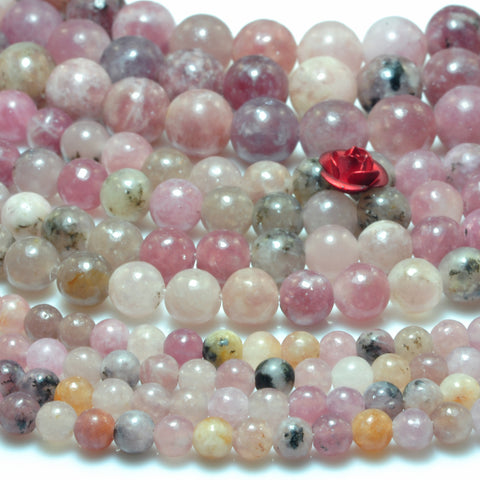 YesBeads Natural Purple Lepidolite smooth round beads gemstone 4mm-8mm 15"