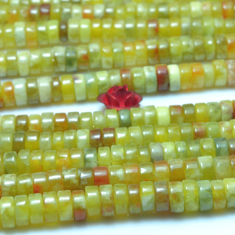 YesBeads Natural Serpentine Jade smooth heishi wheel beads gemstone 2x4mm 15"