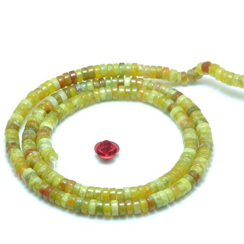 YesBeads Natural Serpentine Jade smooth heishi wheel beads gemstone 2x4mm 15"