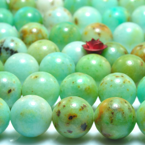 YesBeads Natural Chrysoprase gemstone smooth round beads Australian jade 15.5"