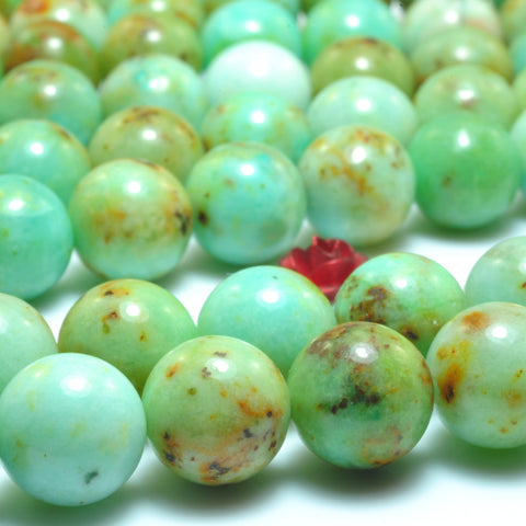 YesBeads Natural Chrysoprase gemstone smooth round beads Australian jade 15.5"