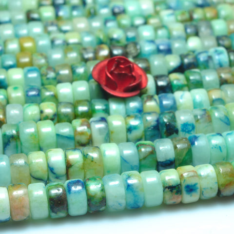 YesBeads Blue Green Stone smooth heishi wheel beads gemstone 2x4mm 15"