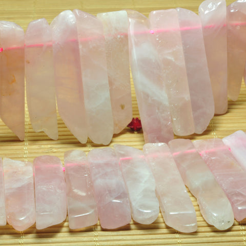 YesBeads Natural Rose Quartz dagger gemstone smooth slabs slices beads gemstone wholesale 15.5"