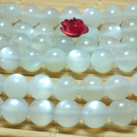 YesBeads Natural White Moonstone smooth round beads wholesale gemstone jewelry 6mm 8mm 15"