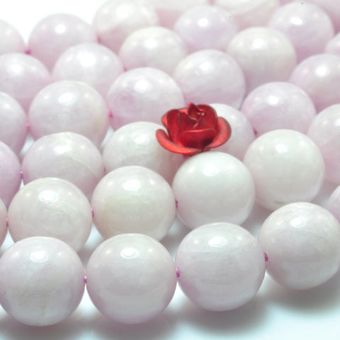 YesBeads Natural kunzite gemstone smooth round loose beads pink purple stone wholesale jewelry making 8mm-10mm 15"