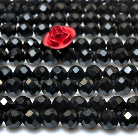 YesBeads Black Onyx faceted round loose beads gemstone wholesale jewelry making 15"
