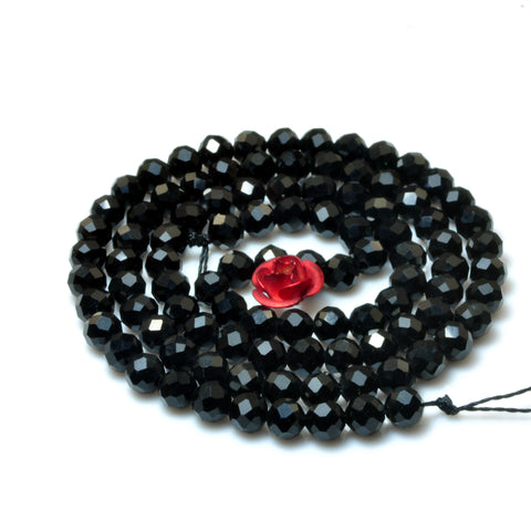 YesBeads Black Onyx faceted round loose beads gemstone wholesale jewelry making 15"