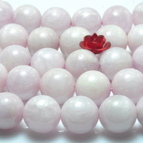 YesBeads Natural kunzite gemstone smooth round loose beads pink purple stone wholesale jewelry making 8mm-10mm 15"
