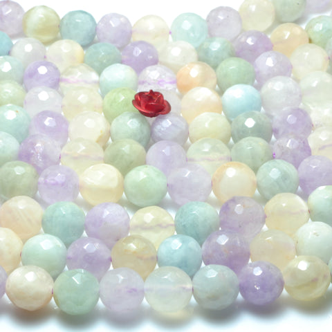 YesBeads Natural mix aquamarine moonstone purple jade faceted round beads wholesale jewelry making 15"