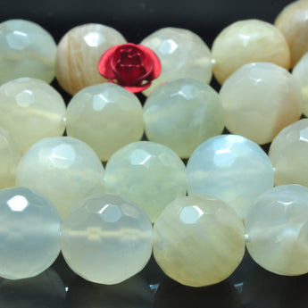 YesBeads Natural Moonstone faceted round loose beads beige gemstone wholesale jewelry making 15"