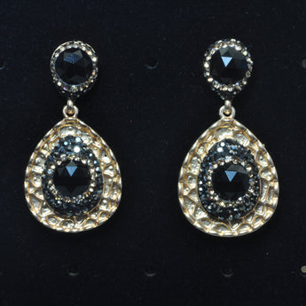 YesBeads Earrings Black Onyx CZ rhinestone crystal pave bead gold stud dangle earrings drop fashion jewelry