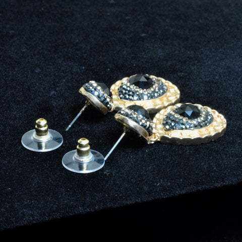 YesBeads Earrings Black Onyx CZ rhinestone crystal pave bead gold stud dangle earrings drop fashion jewelry