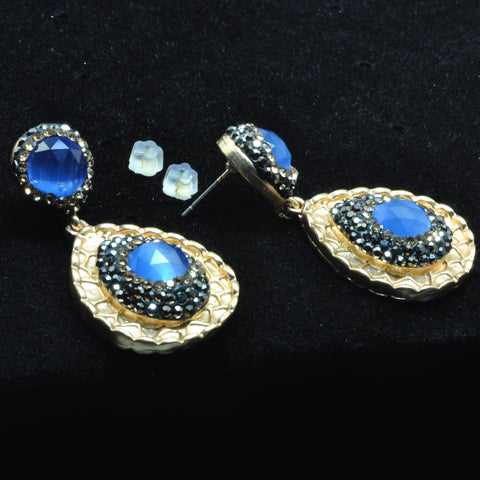 YesBeads Earrings Cat eye CZ rhinestone crystal pave bead gold stud dangle earrings drop fashion jewelry