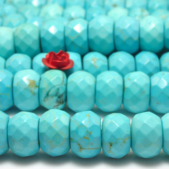 YesBeads Blue Turquoise faceted rondelle beads wholesale gemstone jewelry making 15"