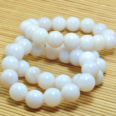 YesBeads White Agate Bracelet natural gemstone smooth round beads stretch bracelet for men or women jewelry