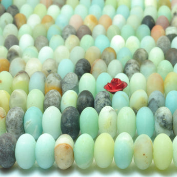 YesBeads Natural Amazonite matte rondelle loose beads gemstone wholesale jewelry making 15"