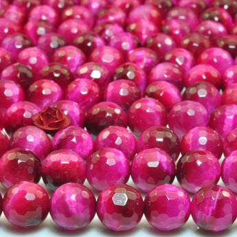 Rose Red Tiger Eye faceted round loose beads wholesale gemstone jewelry making bracelet necklace diy