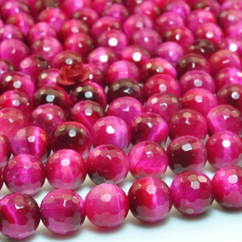 Rose Red Tiger Eye faceted round loose beads wholesale gemstone jewelry making bracelet necklace diy