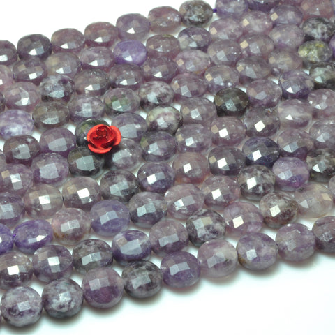 YesBeads Natural Purple Lepidolite facete coin beads wholesale gemstone jewelry making 15"