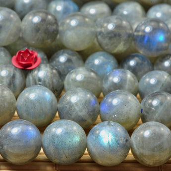 YesBeads Natural Labradorite smooth round loose beads gemstones wholesale jewelry making 15"