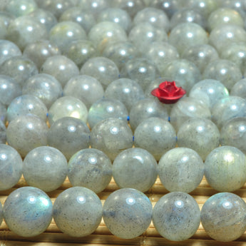 YesBeads Natural Labradorite smooth round loose beads gemstones wholesale jewelry making 15"