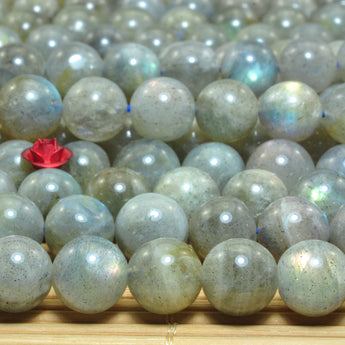 YesBeads Natural Labradorite smooth round loose beads gemstones wholesale jewelry making 15"