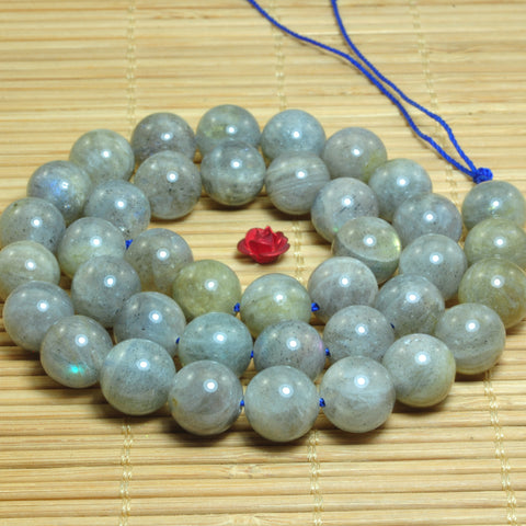 YesBeads Natural Labradorite smooth round loose beads gemstones wholesale jewelry making 15"