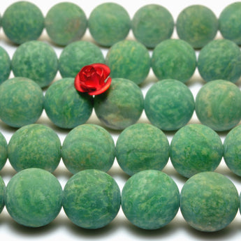 YesBeads Natural African green jade matte round loose beads wholesale gemstone jewelry making 15" strand