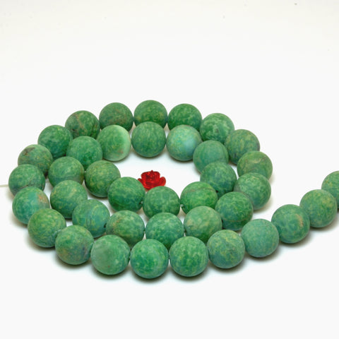 YesBeads Natural African green jade matte round loose beads wholesale gemstone jewelry making 15" strand