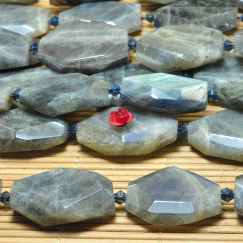 YesBeads Natural Labradorite faceted nugget chunk beads wholesale gemstone jewelry making 15"